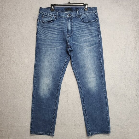 Lucky Brand Other - Lucky Brand 221 Straight Jeans Mens 36x32 Blue Denim Stretch Cotton Whiskered
